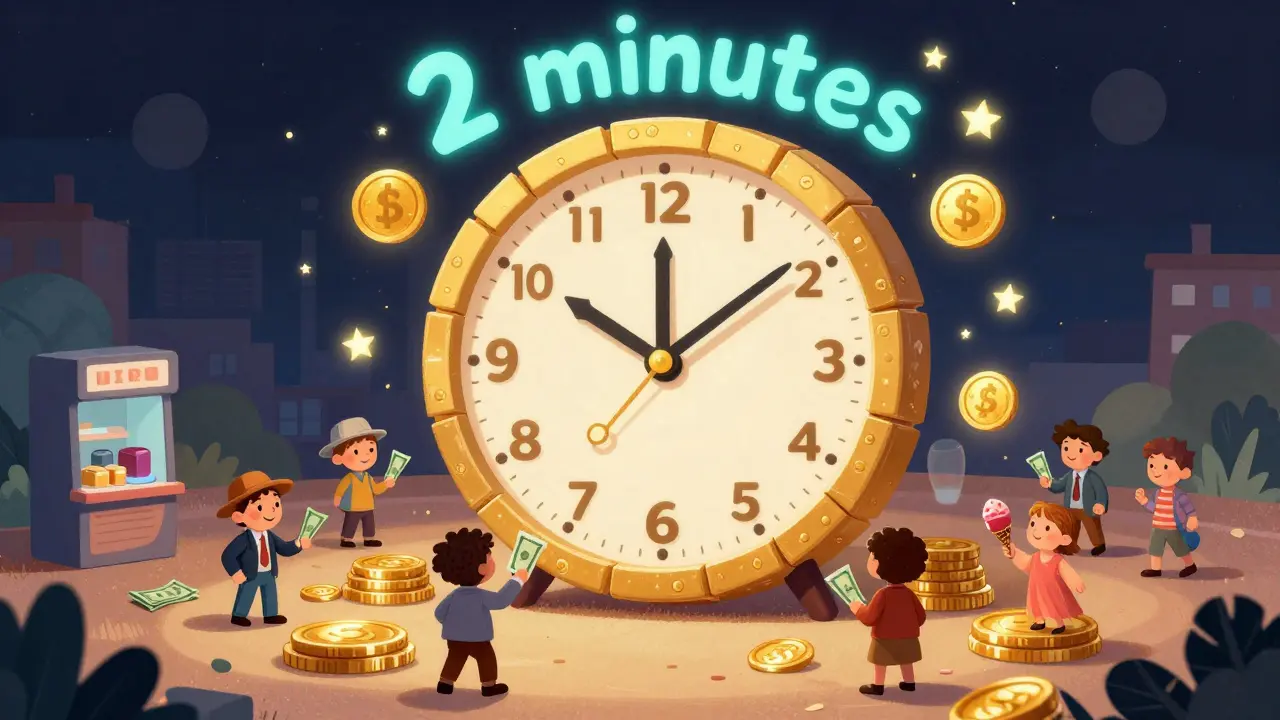 A blockchain clock ticking fast as people worldwide receive instant payments from stablecoins.