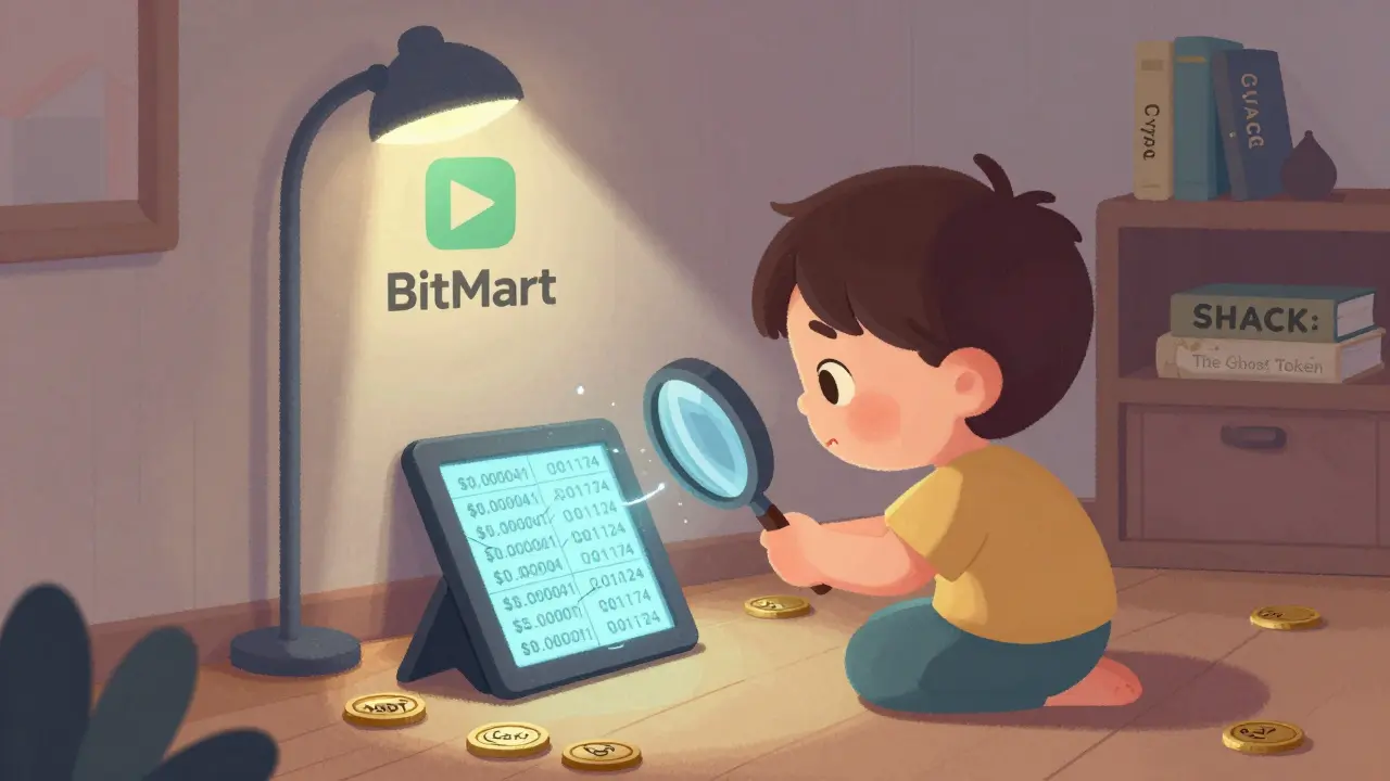 A child examines a wild price chart on a tablet, surrounded by ignored cash and USDT coins.