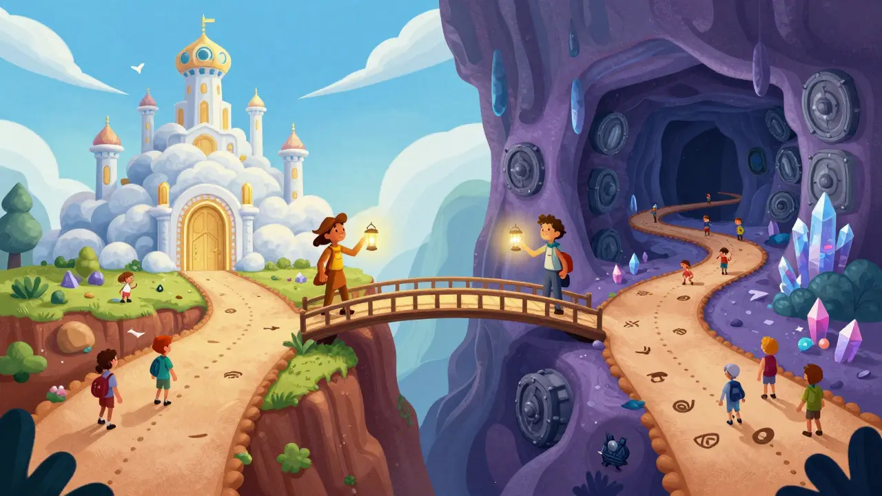 Two storage paths merging into hybrid solution