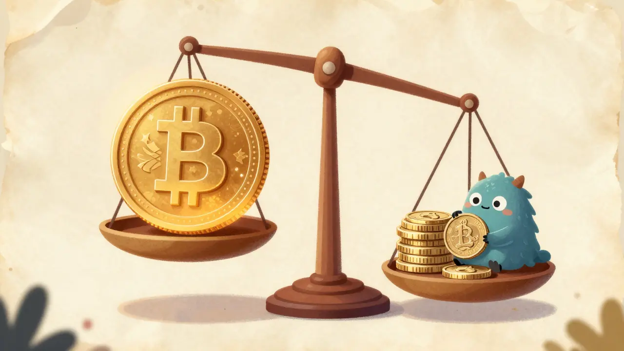 A conceptual drawing of a balance scale weighing a Bitcoin against fees and British pounds.