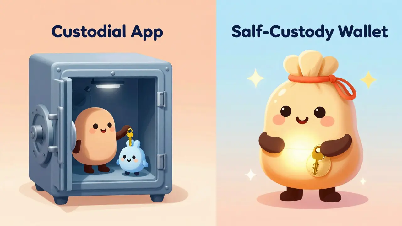 Comparison between a secure bank vault and a magical glowing coin pouch.