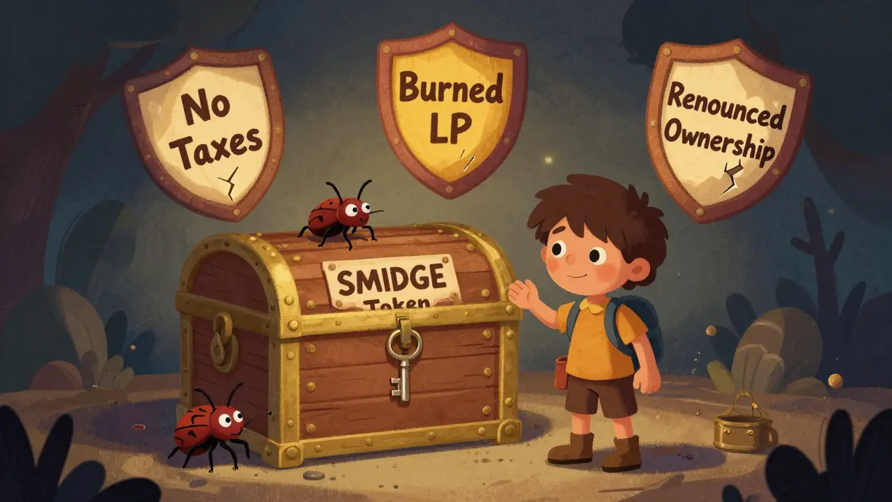 Character inspecting cracked security shields on a crypto treasure chest.