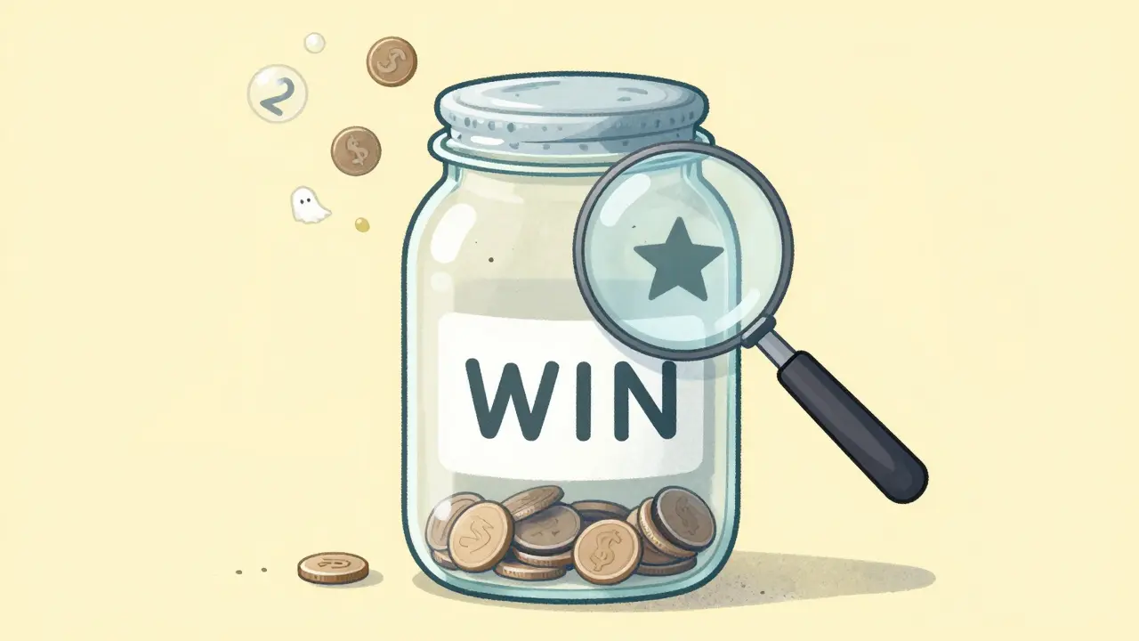 Empty jar under magnifying glass showing zero tokens inside