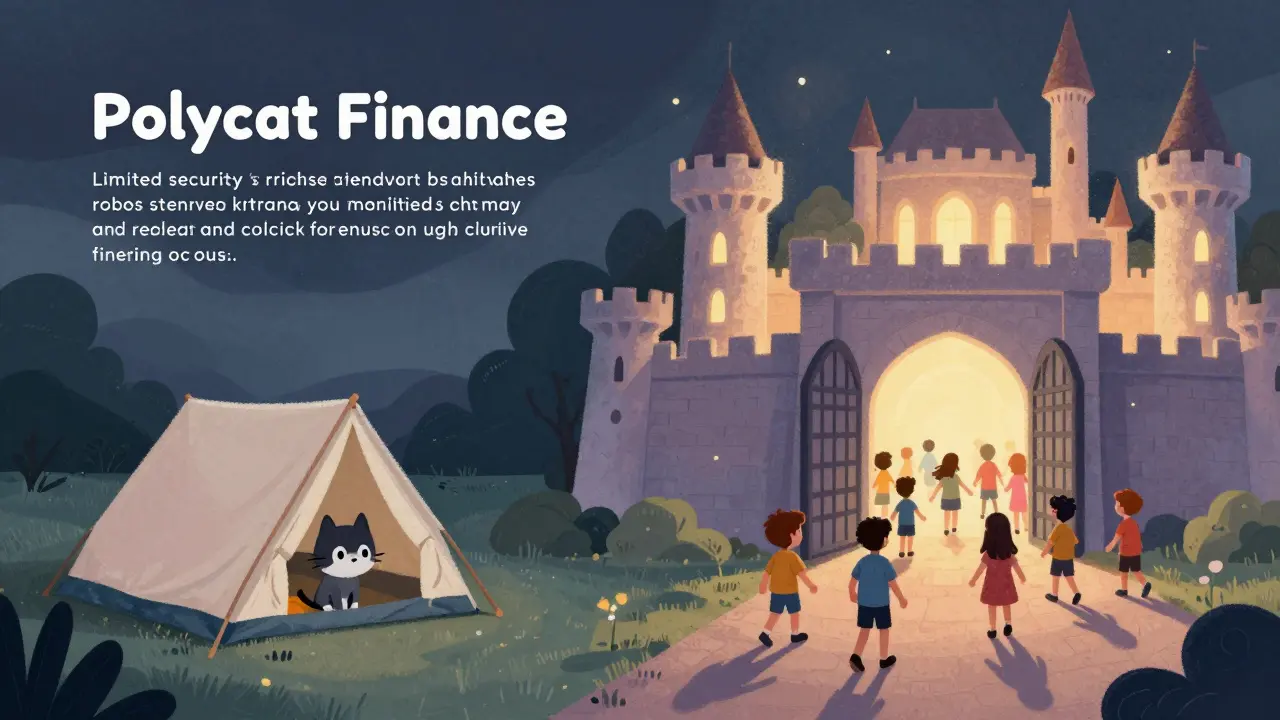 Illustration comparing a small isolated tent to a large safe castle for users.