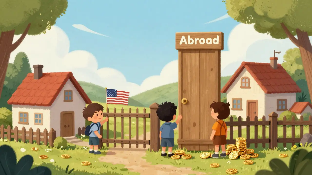 Illustration comparing tax threshold gates for US residents vs expats