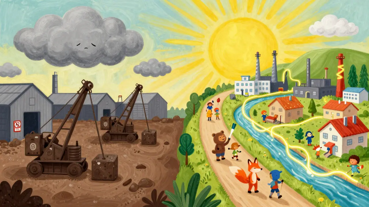 Illustration showing energy redirected to towns instead of mining farms