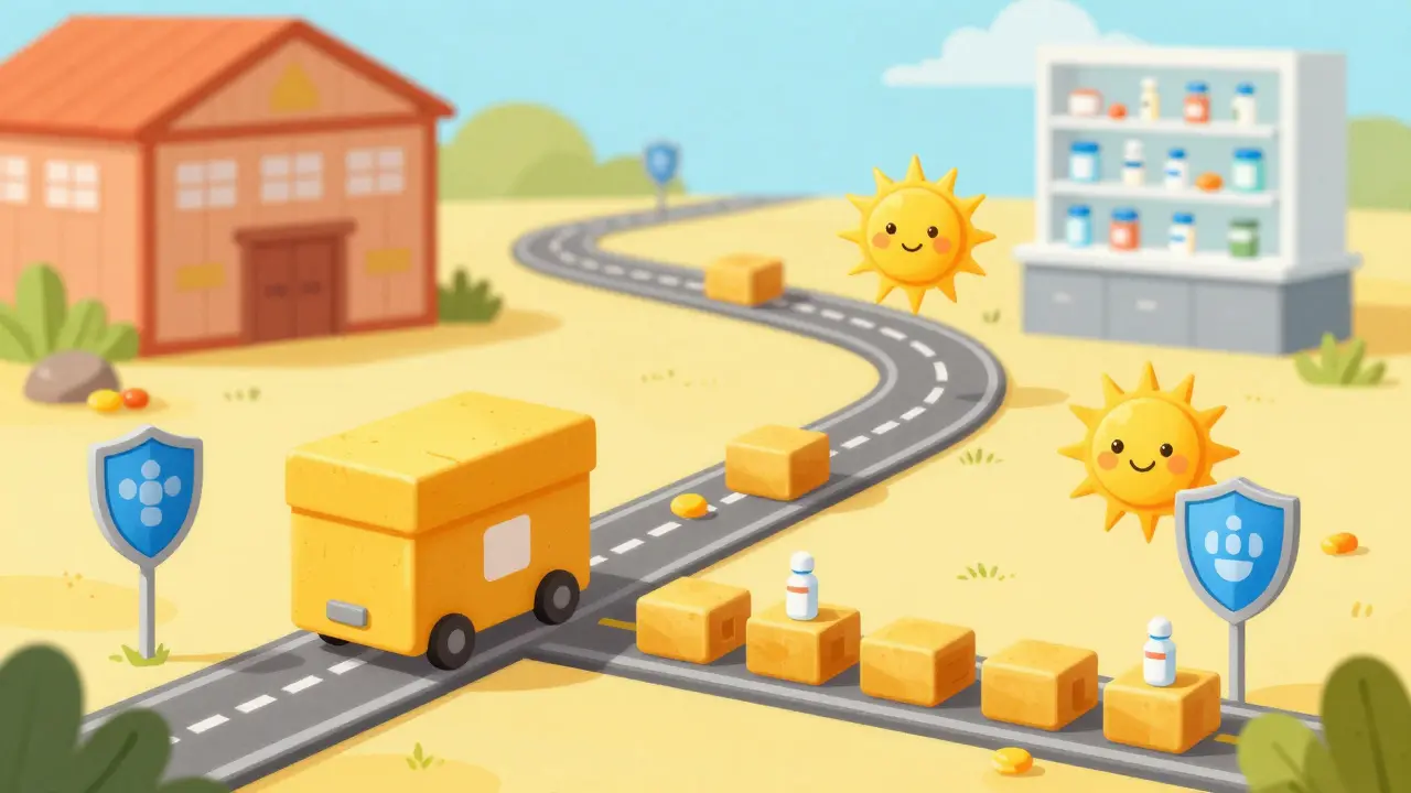 Medicine box traveling on a secure blockchain path