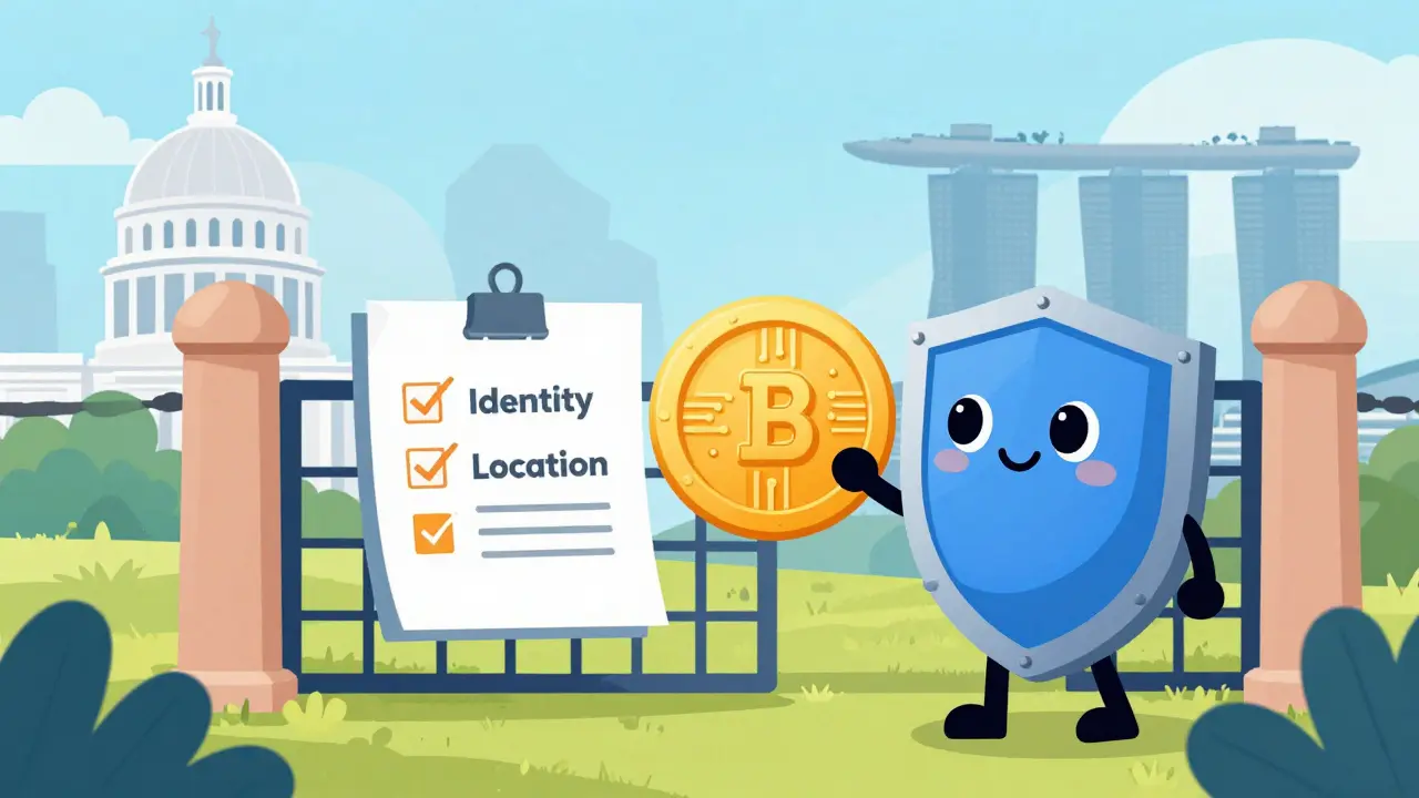 Illustration of a token being checked by a shield gatekeeper at a border
