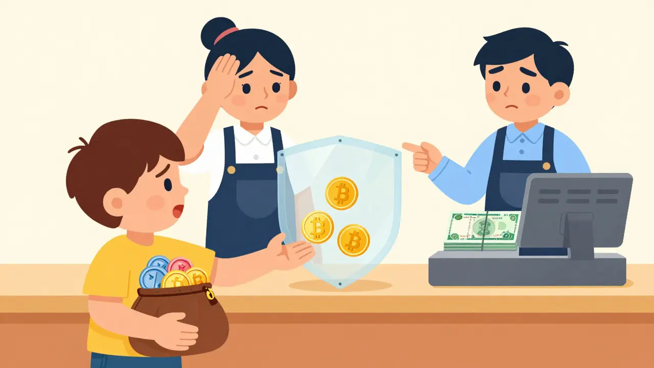 Shopper unable to pay with crypto, directed to use local currency