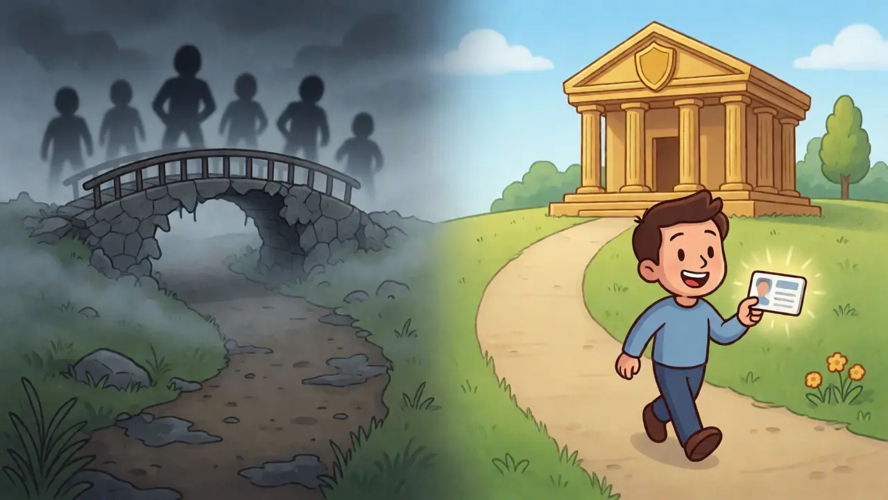 Contrast between risky anonymous trading paths and safe compliant exchange routes