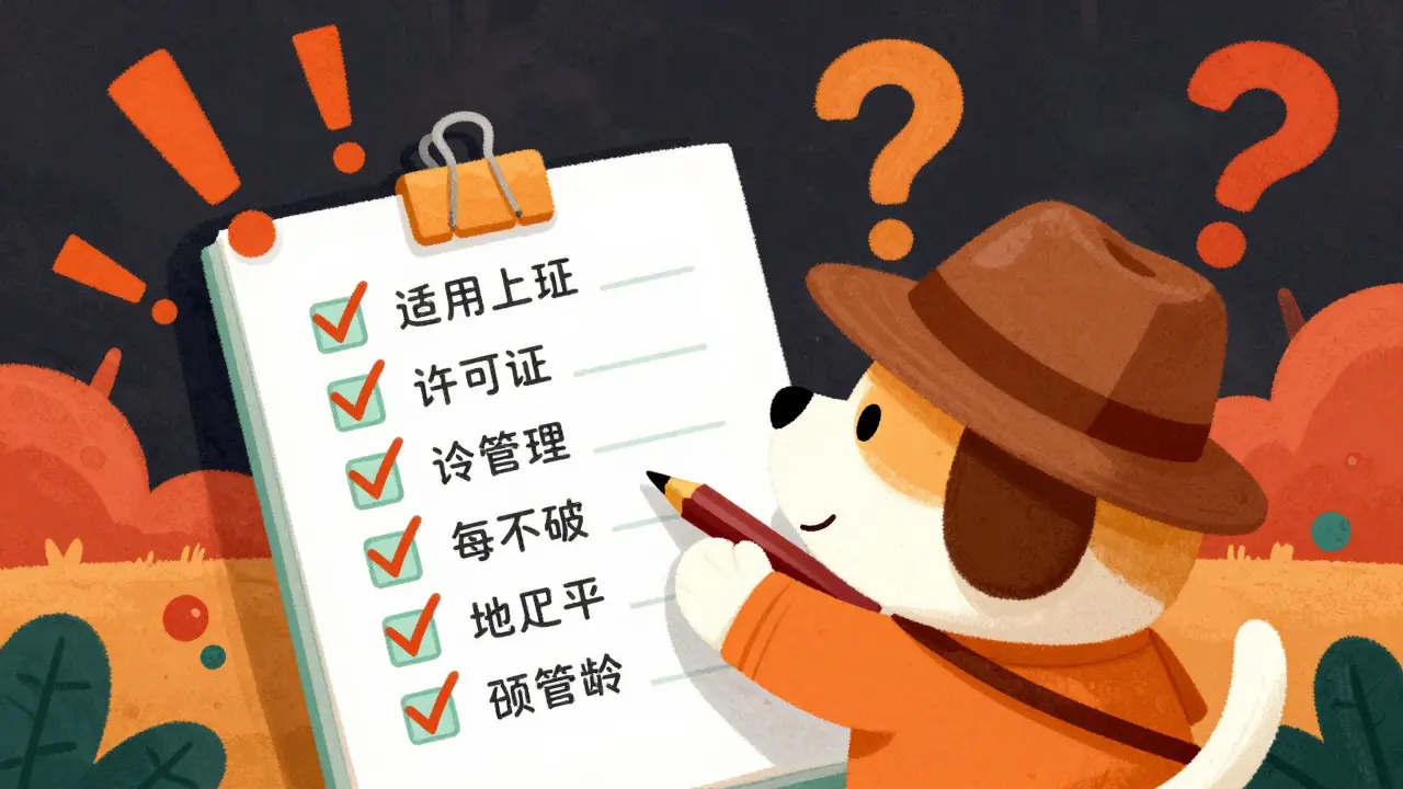 Detective character checking a list of warning signs on a cloud