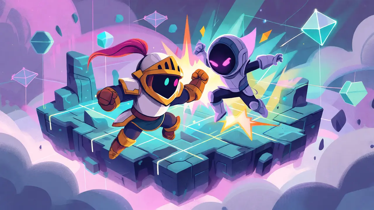 Fantasy heroes battling in a digital cloud arena