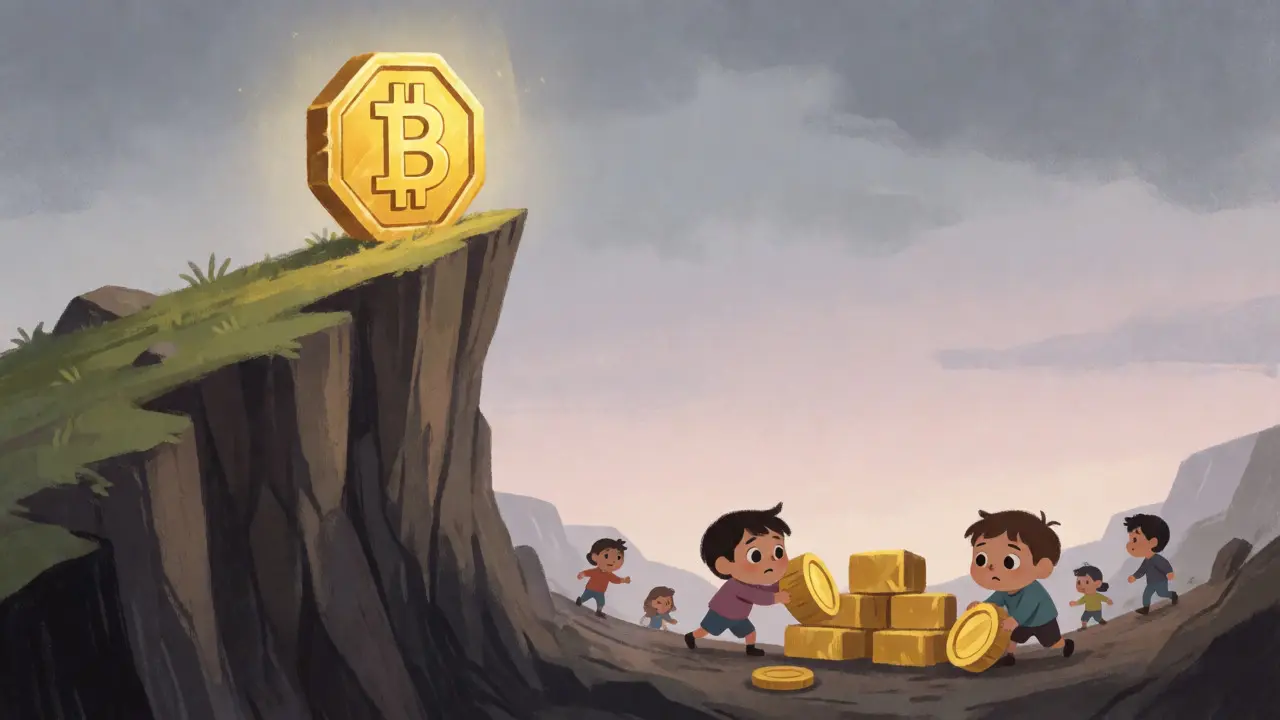 Illustration of a token falling off a cliff, symbolizing a massive price drop.